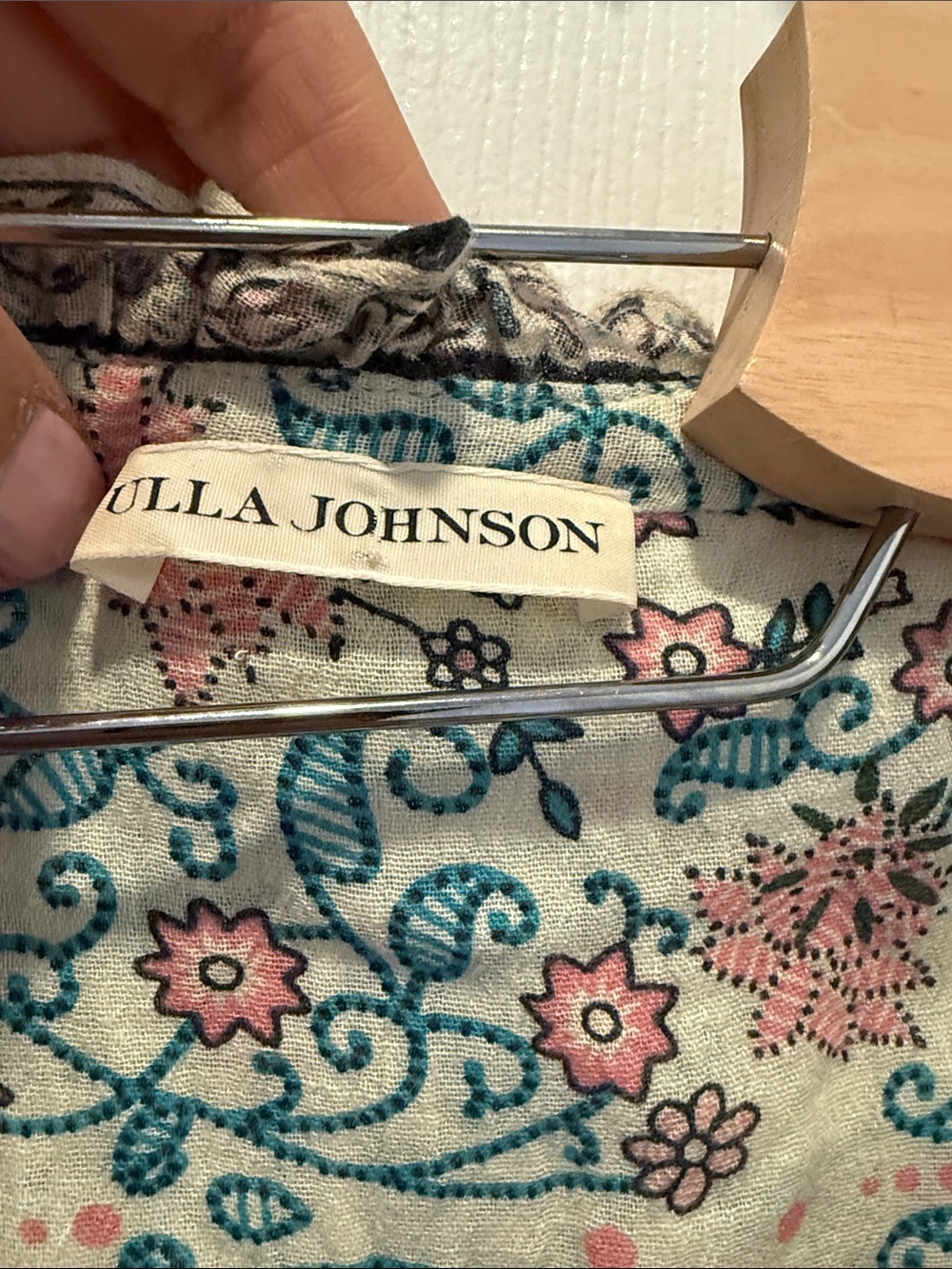 Ulla Johnson Lightweight Floral Midi Dress in Cream, Pink and Teal. Size 2 - Picture 4 of 9